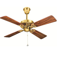 HUNTER Bayport Bright Brass Finish With Walnut Blades Designer Ceiling Fan